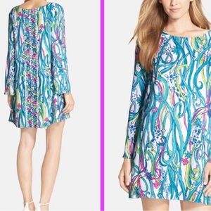 LILLY PULITZER COLETTE RESORT TUNIC DRESS Size Small Long Sleeve Short Length